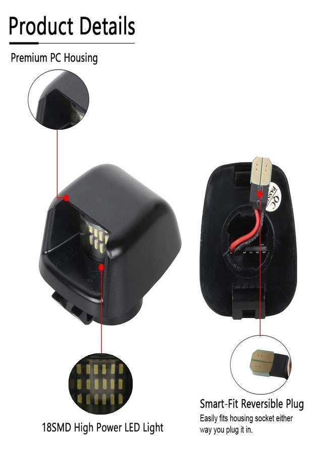 Gempro مصباح لوحة ترخيص Gempro، قطعتان من مصابيح LED بديلة للوحة الترخيص، متوافقة مع نيسان فرونتير، تيتان، إكستيرا، أرمادا، سوزوكي إكواتوركس، تعمل بـ 18 مصباح LED أبيض زينون (أسود). - Image 5